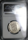 1729-S NGC AU 50 Spain 2 Reales Philip V Silver Seville Coin POP 1/2 (21051303C)