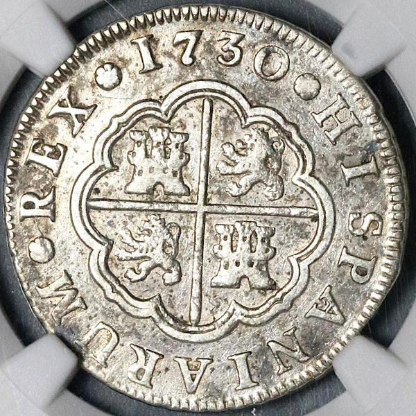 1730-M NGC XF 45 Spain 2 Reales Philip V Silver Madrid COlonial Coin POP 1/1 (21101501C)