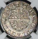1732-S NGC AU 55 Spain 2 Reales Philip V Silver Seville Coin POP 2/1 (21051304C)