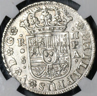 1736-S PA NGC AU 55 Spain 2 Reales Philip V Silver Seville Coin POP 2/2 (21051305C)