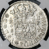 1736-S PA NGC AU 55 Spain 2 Reales Philip V Silver Seville Coin POP 2/2 (21051305C)