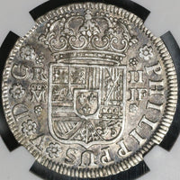 1737-M NGC AU 55 Spain 2 Reales Philip V Silver Madrid Coin POP 2/0 (21061103C)