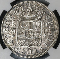 1737-M NGC AU 55 Spain 2 Reales Philip V Silver Madrid Coin POP 2/0 (21061103C)