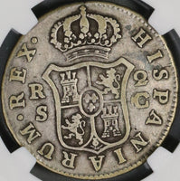 1788-S NGC F 12 Spain Charles III 2 Reales C/CF Variety Silver Seville Mint Coin (19080701D)