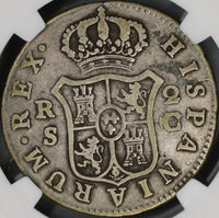 1788-S NGC F 12 Spain Charles III 2 Reales C/CF Variety Silver Seville Mint Coin (19080701D)