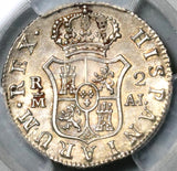1808-M PCGS AU 58 Spain 2 Reales Charles IV Madrid Spanish Silver Coin (21081601C)