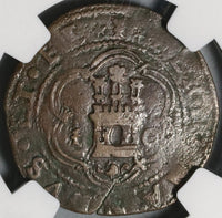 1469 NGC VF Det Spain 4 Maravedis Granada Ferdinand & Isabella Columbus Voyage Coin (20102401C)
