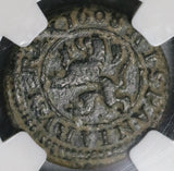 1608 NGC VF 35 Spain 4 Maravedis Philip III Segovia Lion Castle Coin (21012404C)