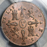 1849 PCGS MS 64 Spain 4 Maravedis Segovia Red Brown Coin Pop 1/0 (21082502D)