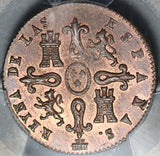 1849 PCGS MS 64 Spain 4 Maravedis Segovia Red Brown Coin Pop 1/0 (21082502D)