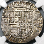 1566 NGC AU 58 Spain 4 Reales Philip II Valladolid Cob Pirate Silver Coin POP 1/1 (22061001C)