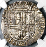1566 NGC AU 58 Spain 4 Reales Philip II Valladolid Cob Pirate Silver Coin POP 1/1 (22061001C)