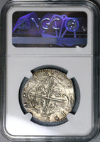 1566 NGC AU 58 Spain 4 Reales Philip II Valladolid Cob Pirate Silver Coin POP 1/1 (22061001C)