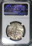 1566 NGC AU 58 Spain 4 Reales Philip II Valladolid Cob Pirate Silver Coin POP 1/1 (22061001C)