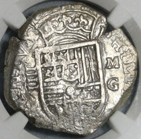 1597-MG NGC AU 55 Spain 4 Reales Philip II Granada Mint Cob Silver Coin (20010501C)