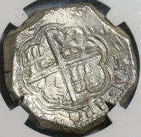 1597-MG NGC AU 55 Spain 4 Reales Philip II Granada Mint Cob Silver Coin (20010501C)