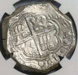 1597-MG NGC AU 55 Spain 4 Reales Philip II Granada Mint Cob Silver Coin (20010501C)