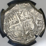 1597-MG NGC AU 55 Spain 4 Reales Philip II Granada Mint Cob Silver Coin (20010501C)