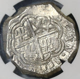 1597-MG NGC AU 55 Spain 4 Reales Philip II Granada Mint Cob Silver Coin (20010501C)