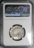 1597-MG NGC AU 55 Spain 4 Reales Philip II Granada Mint Cob Silver Coin (20010501C)