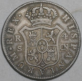 1803/1703-S PCGS VF 25 Spain 4 Reales Charles IV Seville Mint Overdate Silver Coin POP 1/0 (23011402C)