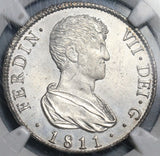 1811-V NGC MS 64 Spain 4 Reales Ferdinand VII Valencia Mint State Silver Coin (20052603C)