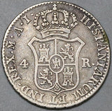 1812-M Spain 4 Reales Spain Joseph Napoleon Madrid Silver Coin (22081401R)