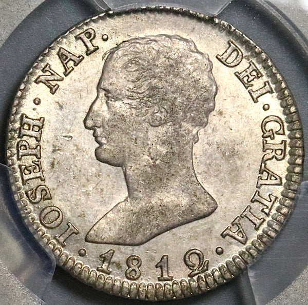 1812-S PCGS AU 58 Spain 4 Reales Spain Joseph Napoleon Seville Silver Coin POP 1/0 (22091403R)