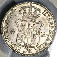1812-S PCGS AU 58 Spain 4 Reales Spain Joseph Napoleon Seville Silver Coin POP 1/0 (22091403R)