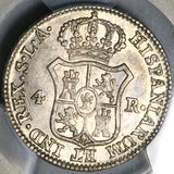 1812-S PCGS AU 58 Spain 4 Reales Spain Joseph Napoleon Seville Silver Coin POP 1/0 (22091403R)