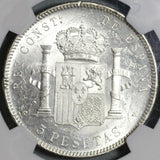 1898 NGC MS 62 Spain 5 Pesetas Silver Alfonso XIII Mint State Coin (21021903C)
