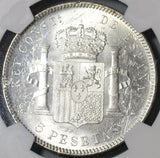 1898 NGC MS 62 Spain 5 Pesetas Silver Alfonso XIII Mint State Coin (21021903C)
