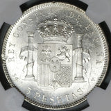 1898 NGC MS 62 Spain 5 Pesetas Silver Alfonso XIII Mint State Coin (21021903C)