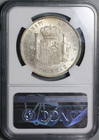 1899 NGC MS 62 Spain 5 Pesetas Alfonso XIII Silver Crown Coin (22032401D)