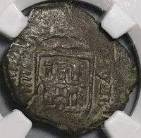 1605 NGC VF 25 Spain 8 Maravedis Philip III Valladolid Lion Castle Coin (21012405C)
