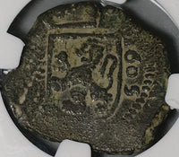1605 NGC VF 25 Spain 8 Maravedis Philip III Valladolid Lion Castle Coin (21012405C)