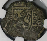 1605 NGC VF 25 Spain 8 Maravedis Philip III Valladolid Lion Castle Coin (21012405C)