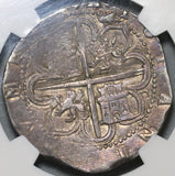 1556 NGC XF 45 Spain 8 Reales Philip II Seville Cob Silver Coin (20112304C)