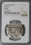 1630-R NGC VF 30 Spain 8 Reales Seville Mint Philip IV Cob Silver Coin (20060301C)