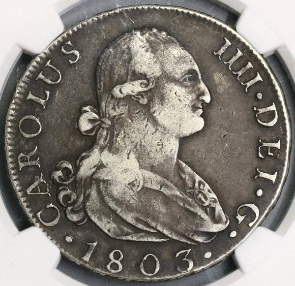 1803-M NGC VF 20 Spain Silver 8 Reales Coin Charles IIII POP 1/0 (19032602C)