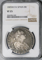 1805-M NGC VF 25 Spain 8 Reales Charles IIII Madrid Silver Dollar Coin (21063003C)