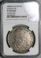 1808-M IG NGC VF Spain 8 Reales Charles IV Scarce Assayer Silver Coin (23020903C)