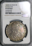 1808-M IG NGC VF Spain 8 Reales Charles IV Scarce Assayer Silver Coin (23020903C)