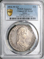 1816-M PCGS XF Det Spain 8 Reales Ferdinand VII Madrid Silver Coin (22122101C)