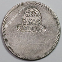 1808 Gerona Province Spain Duro Ferdinand VII Silver Provisional Coin (19093001R)