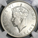 1941 NGC AU 58 Southern Rhodesia 1/2 Crown George VI Silver Coin (20082301C)