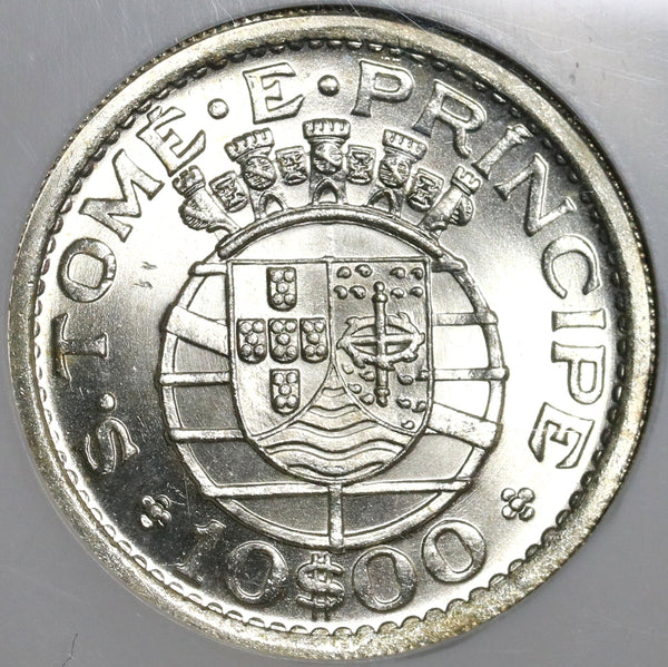 1951 NGC MS 65 St Thomas Prince 10 Escudos 40K Silver Coin (20030903C)