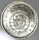 1951 NGC MS 65 St Thomas Prince 10 Escudos 40K Silver Coin (20030903C)