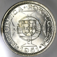 1951 NGC MS 65 St Thomas Prince 10 Escudos 40K Silver Coin (20030903C)