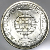 1951 NGC MS 65 St Thomas Prince 10 Escudos 40K Silver Coin (20030903C)